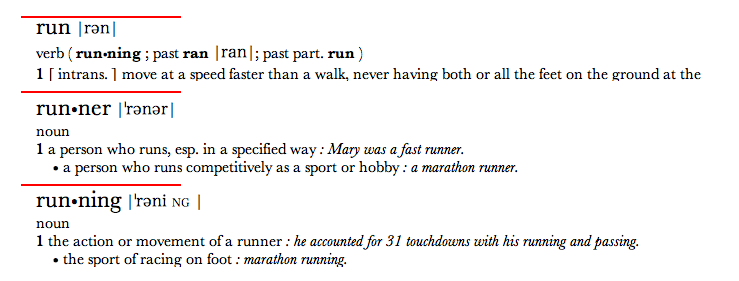 Run, runner, running