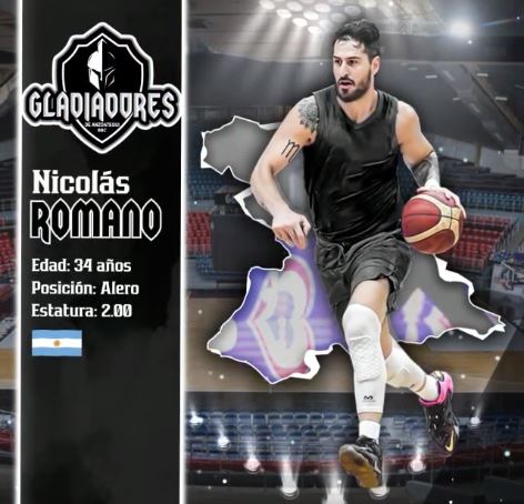 El internacional argentino Nicolás Romano es el segundo refuerzo de Gladiadores